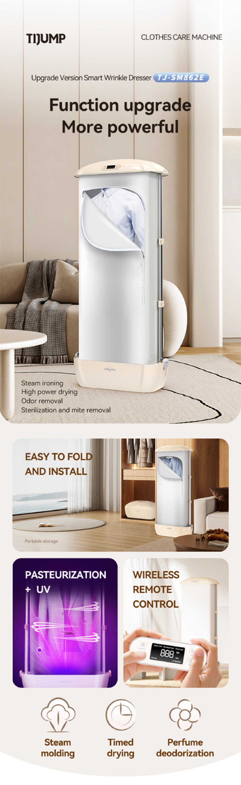 Smart Auto Uv Wrinkle Steam Iron Portable Folding Electric Clothes Dryer Smart Auto Uv Wrinkle Steam Iron Portable Folding Electric Clothes Dryer