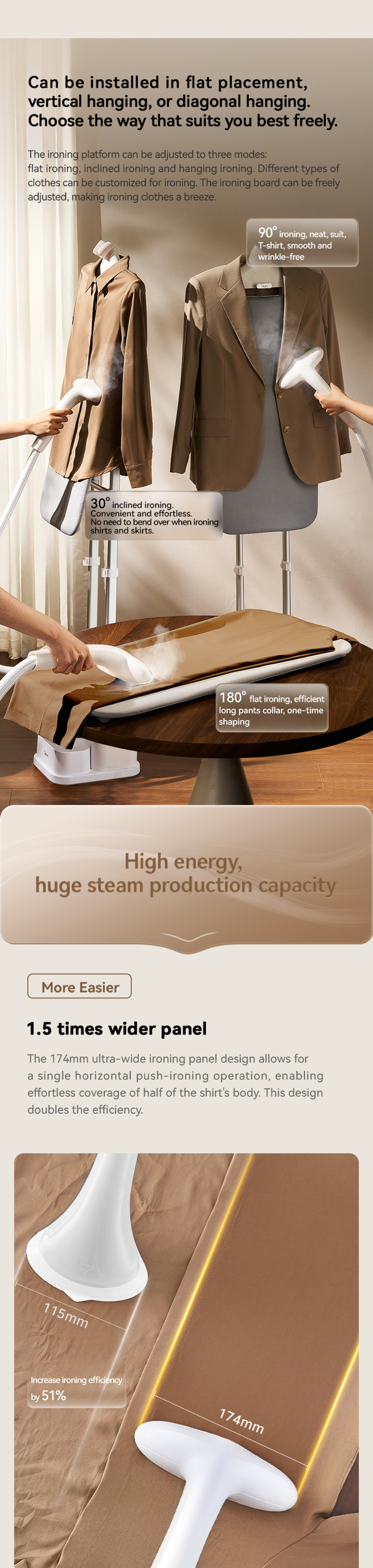 Effortless Fabric Steaming Powerful 2000W Standing Garment Steamer