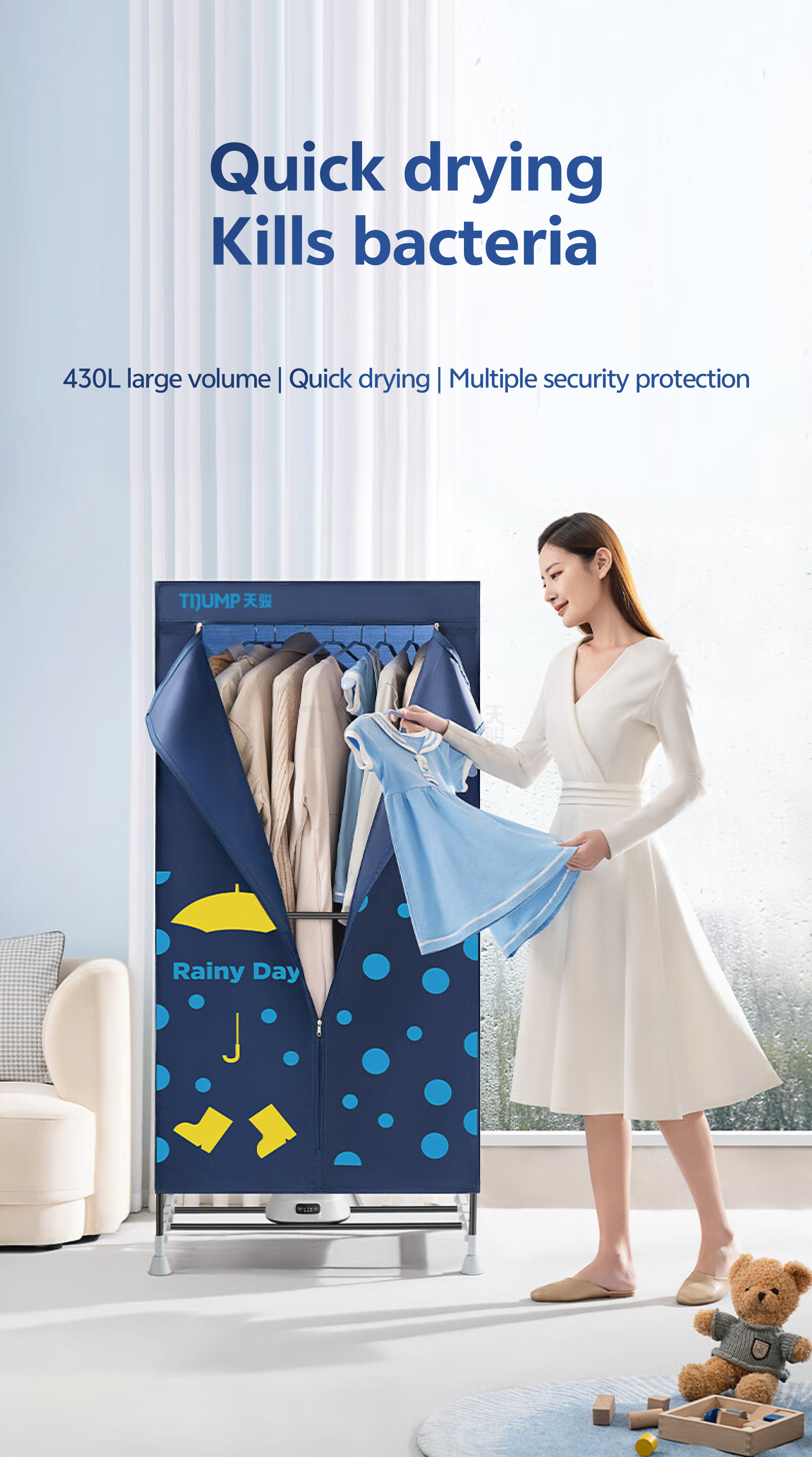 OEM 1200W 15kg Custom Fast Hot Air Drying Clothes Dryer