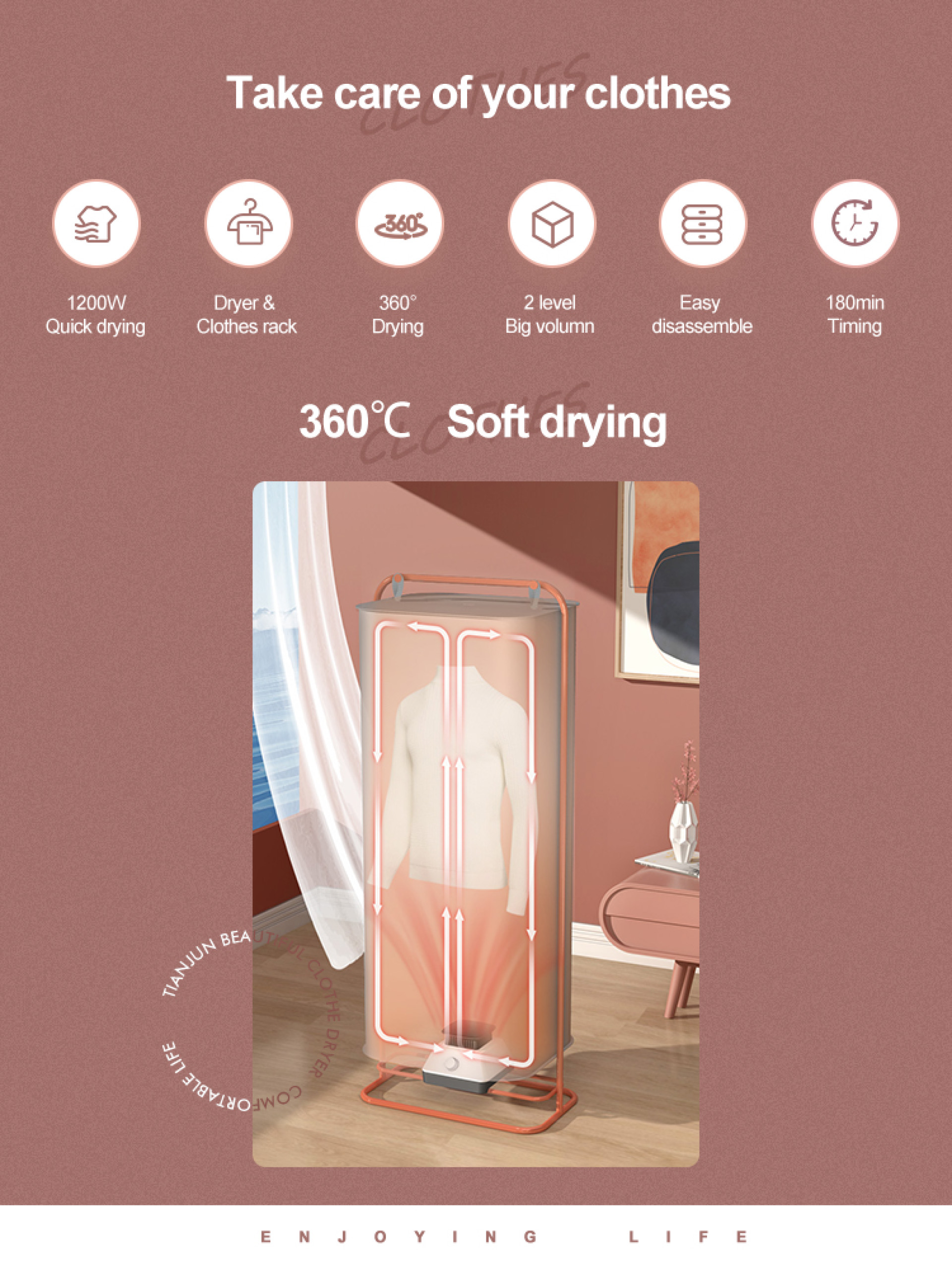 Portable Clothes Dryer with Fast Drying Mechanical Timer